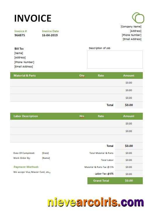 Garage Invoice